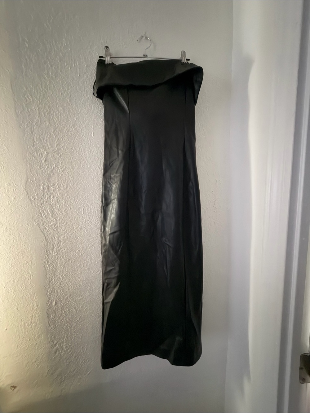 Forever 21 Black Strapless Faux Leather Maxi Dress